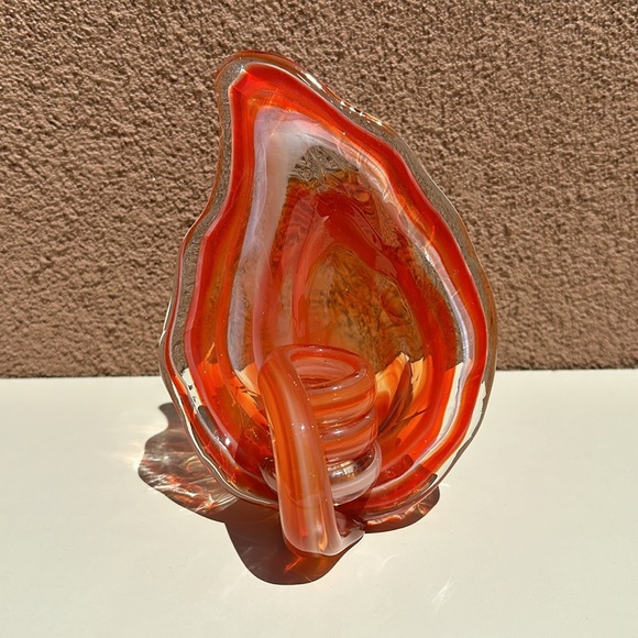 Vintage Unique Ozark Art Glass Mid Century, Orange with white swirl - Picture 1 of 11